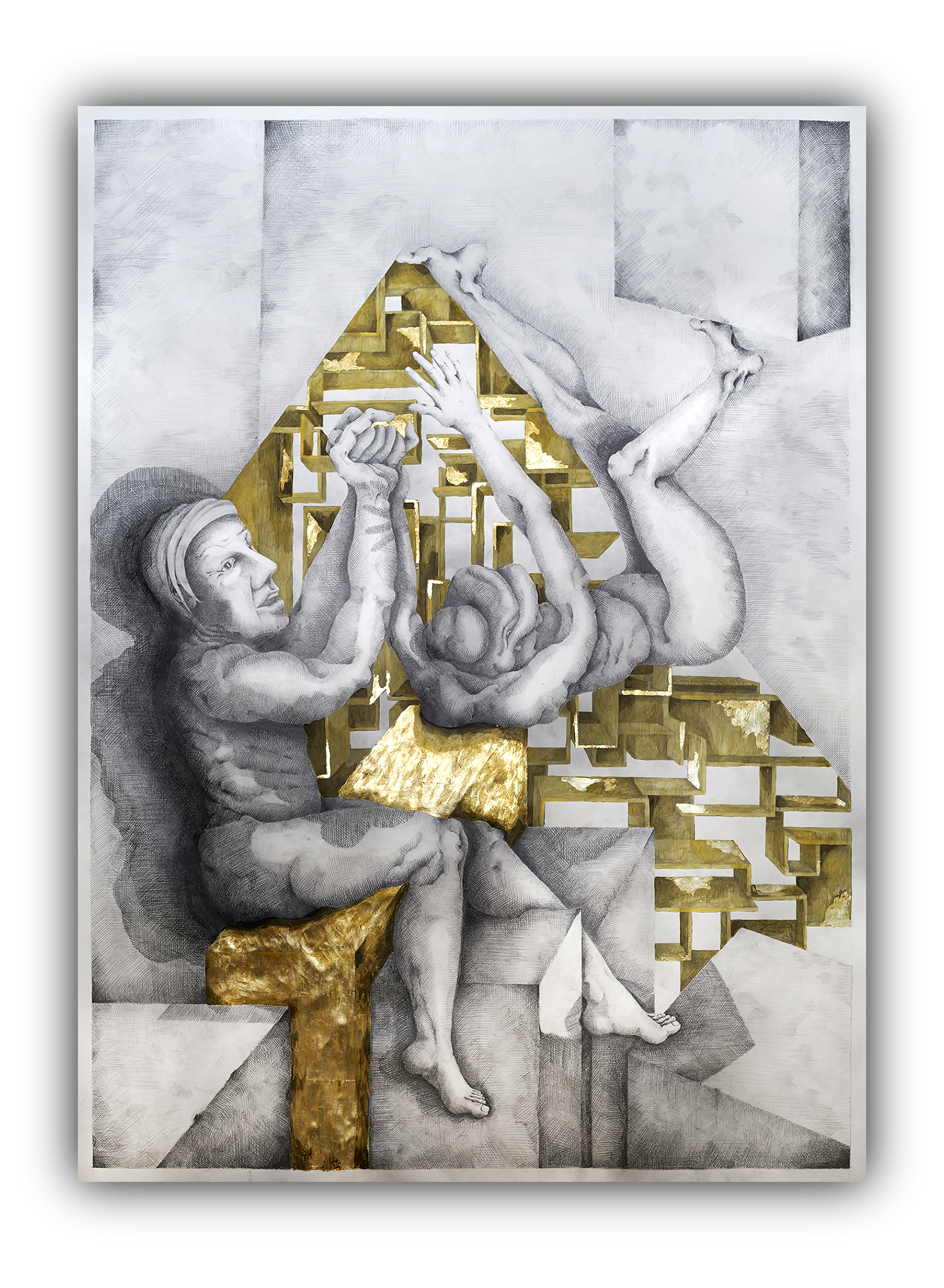 Juan Oyarbide Exsistine Urban Inquisitor Gold leaf Prints drawings composition ink
